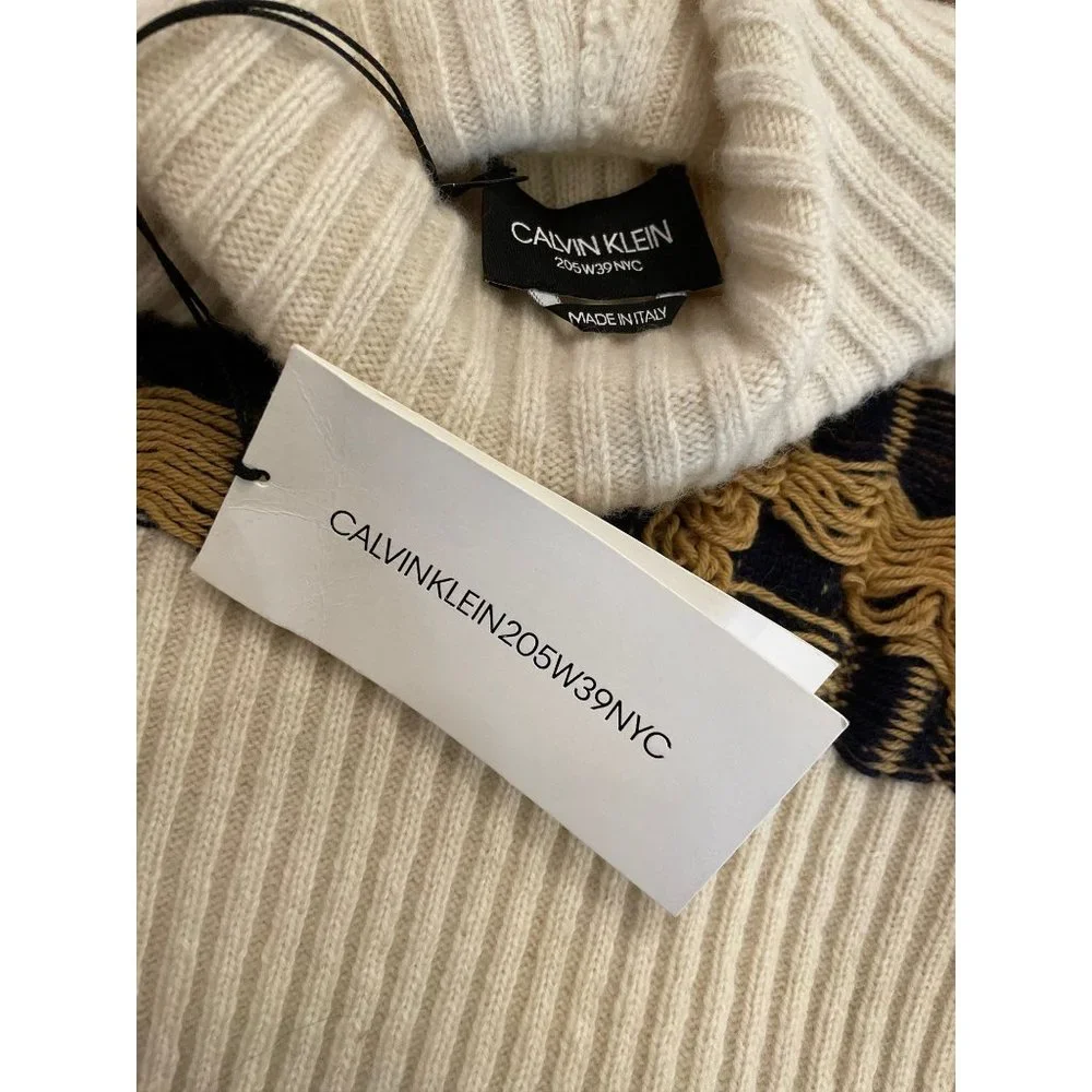 Calvin Klein 205W39NYC Quilt Jacquard Stripe Sweater Ivory Medium New Nwt Womens - Picture 14 of 16